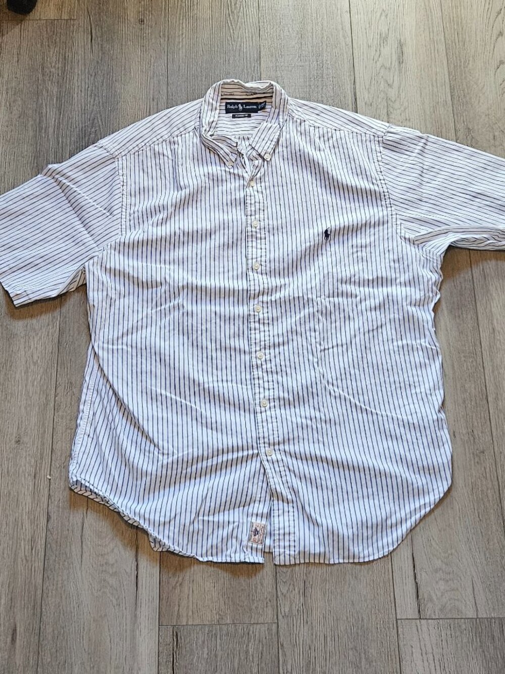 Ralph Lauren Classic Fit Blue White Striped Short Sleeve Button-Down Shirt 2XLT